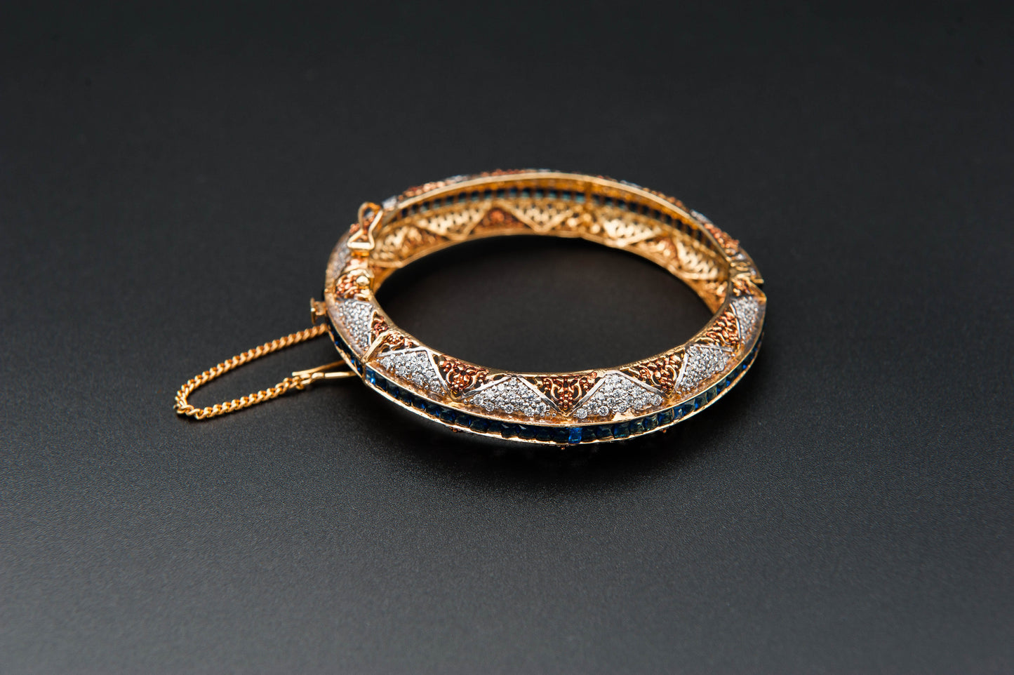 Sapphire Crest Mosaic Bracelet — 925 Sterling Silver, 24K Gold Plated