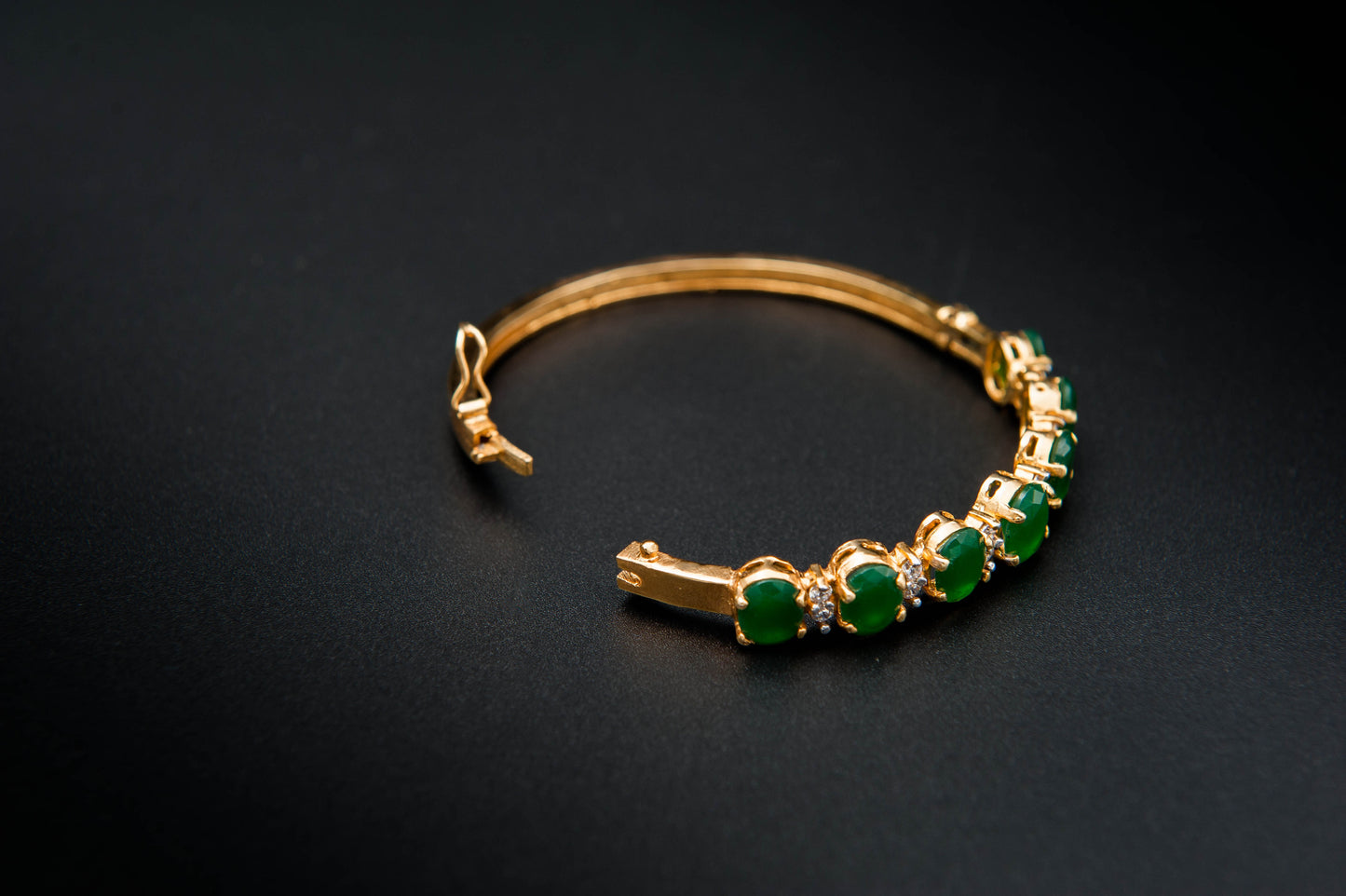 Emerald Gleam Bracelet — 925 Sterling Silver, 24K Gold Plated