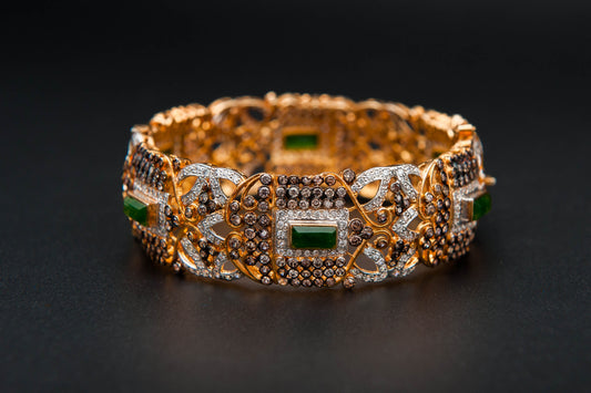 Verdant Mosaic Bracelet — 925 Sterling Silver, 24K Gold Plated