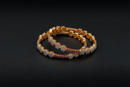 Crimson Bloom Bangles — 925 Sterling Silver, 24K Gold Plated