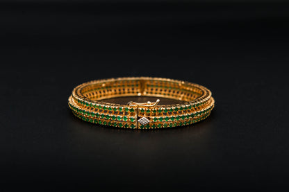 Emerald Veil Bangle — 925 Sterling Silver, 24K Gold Plated