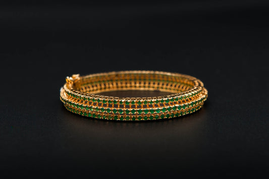 Emerald Veil Bangle — 925 Sterling Silver, 24K Gold Plated