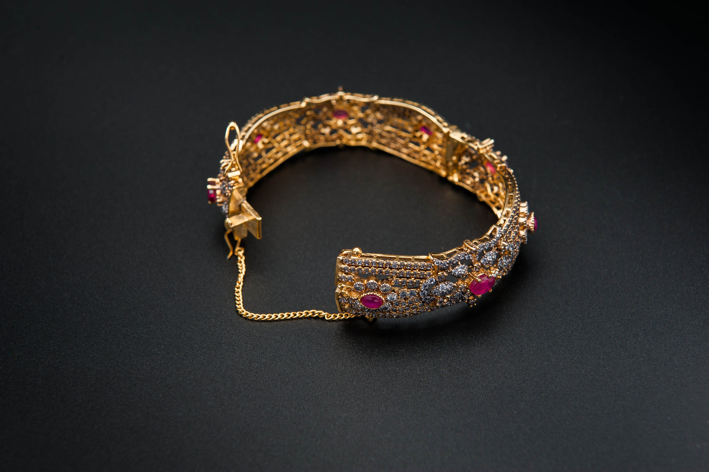 Ruby Crest Bracelet — 925 Sterling Silver, 24K Gold Plated