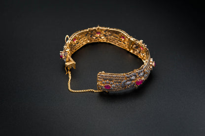 Ruby Crest Bracelet — 925 Sterling Silver, 24K Gold Plated