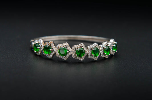 Emerald Frost Bracelet — 925 Sterling Silver, Rhodium Finish