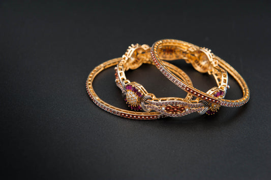 Imperial Bloom Bangles — 925 Sterling Silver, 24K Gold Plated