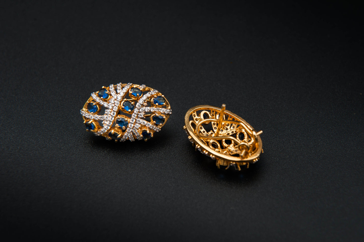 Midnight Bloom Earrings — 925 Sterling Silver with 24K Gold Plating