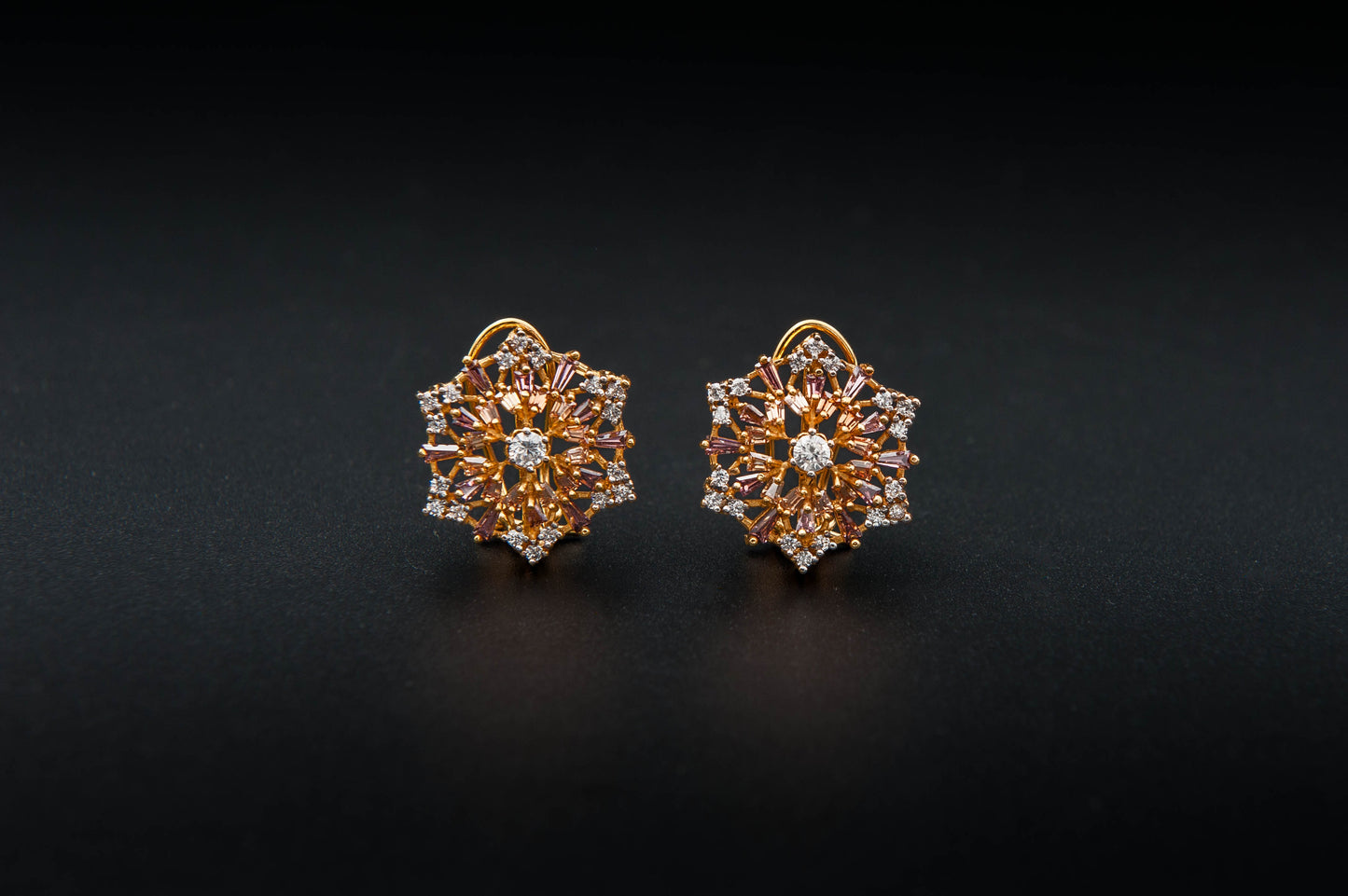 Rosé Halo Earrings — 925 Sterling Silver with 24K Gold Plating