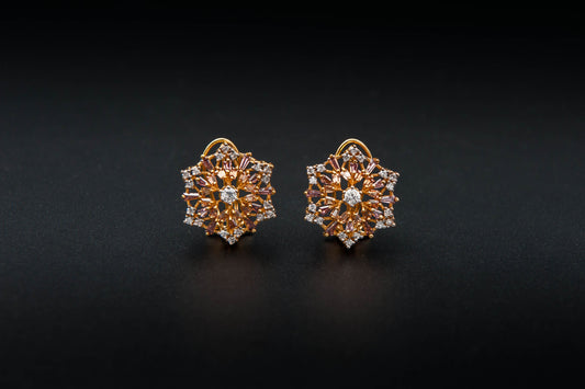 Rosé Halo Earrings — 925 Sterling Silver with 24K Gold Plating