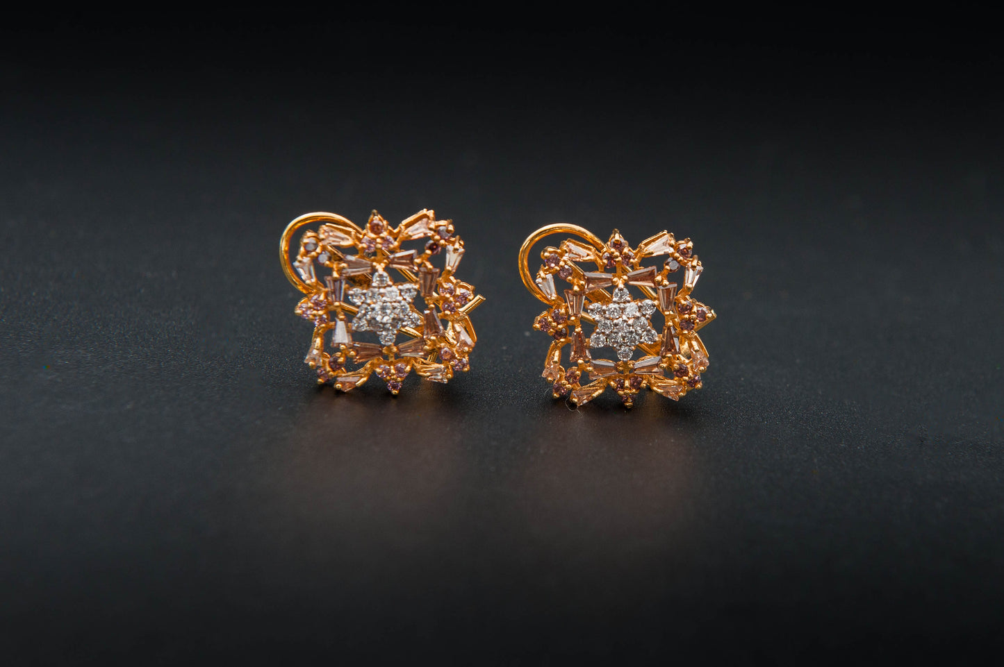 Twilight Fleur Earrings — 925 Sterling Silver with 24K Gold Plating