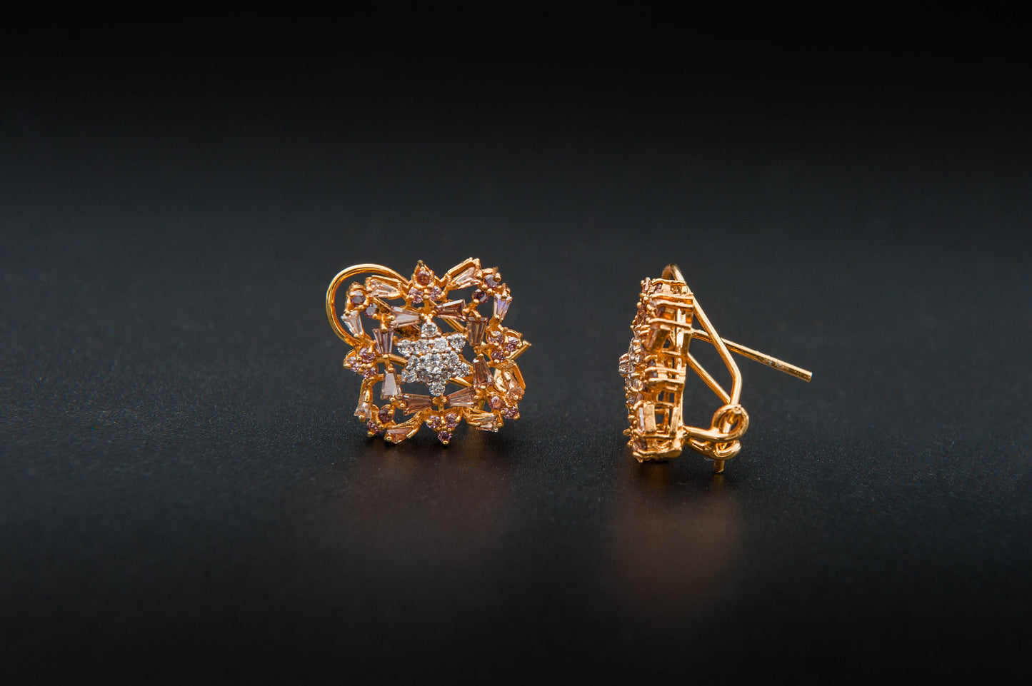 Twilight Fleur Earrings — 925 Sterling Silver with 24K Gold Plating