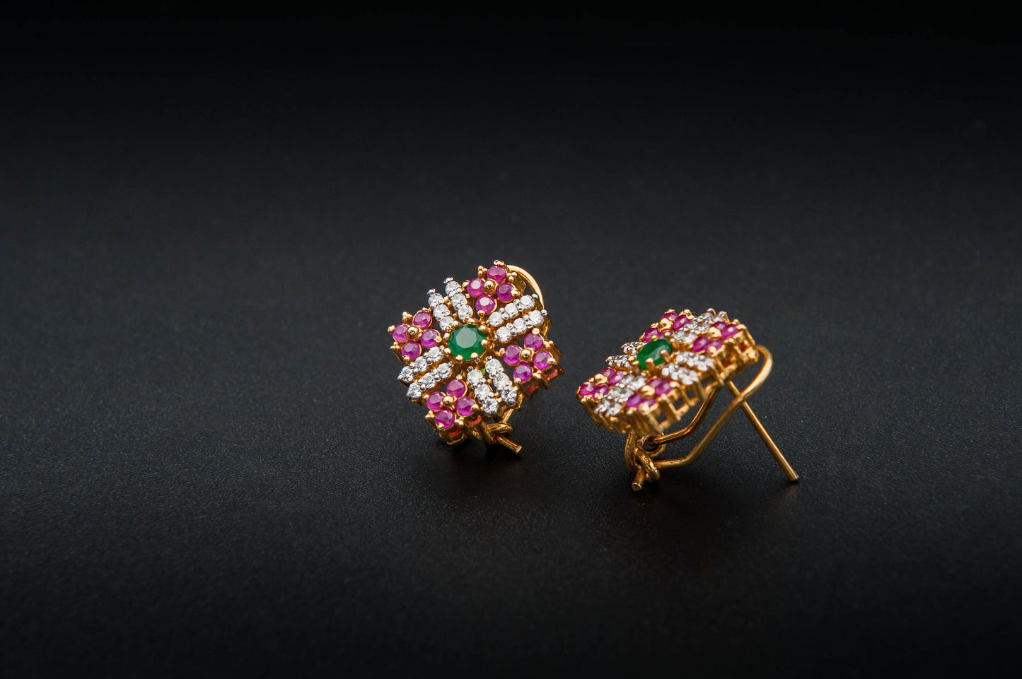 Verdant Crown Earrings — 925 Sterling Silver with 24K Gold Plating