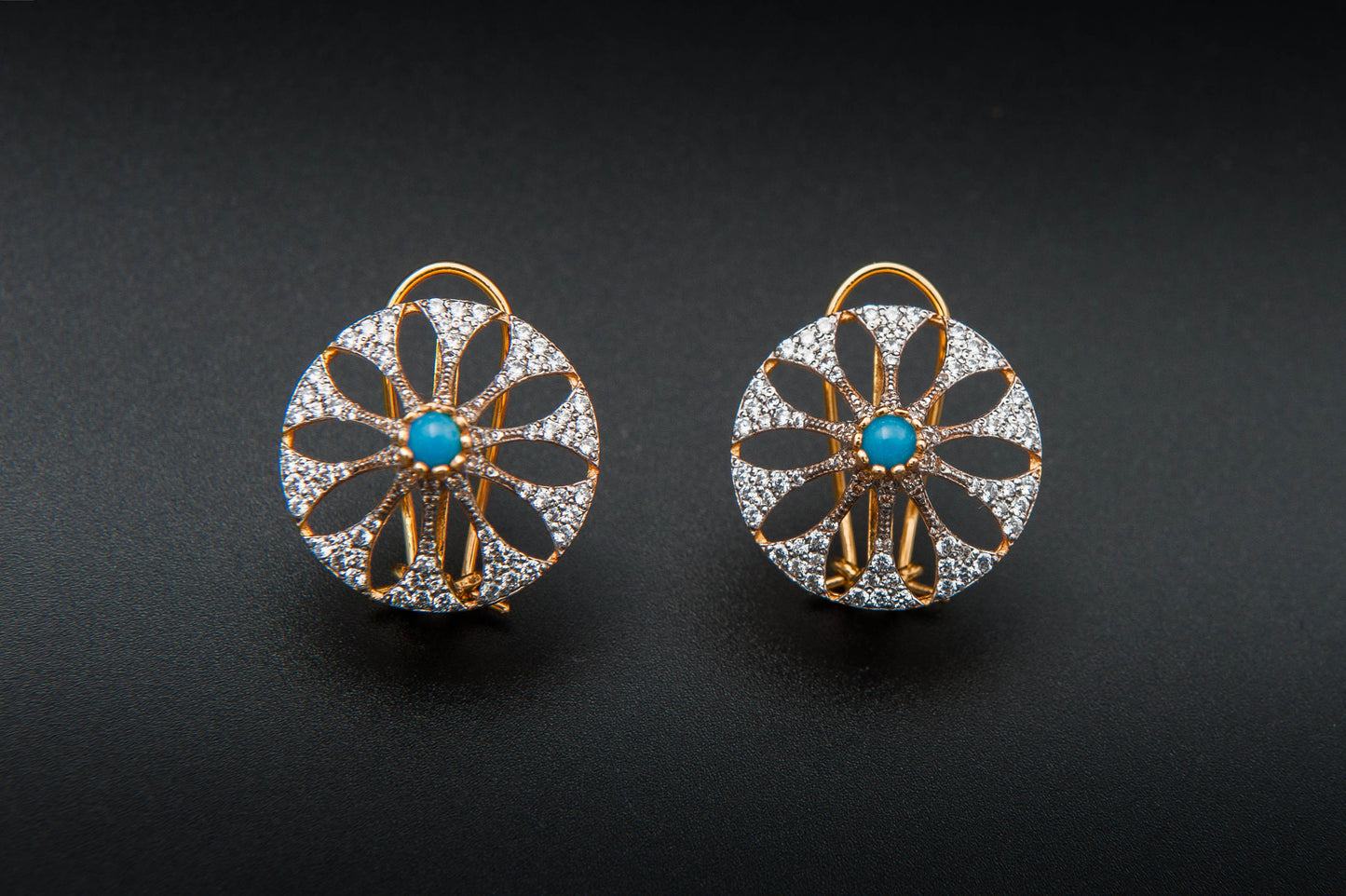 Azure Bloom Earrings — 925 Sterling Silver with 24K Gold Plating