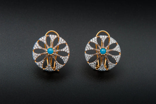 Azure Bloom Earrings — 925 Sterling Silver with 24K Gold Plating