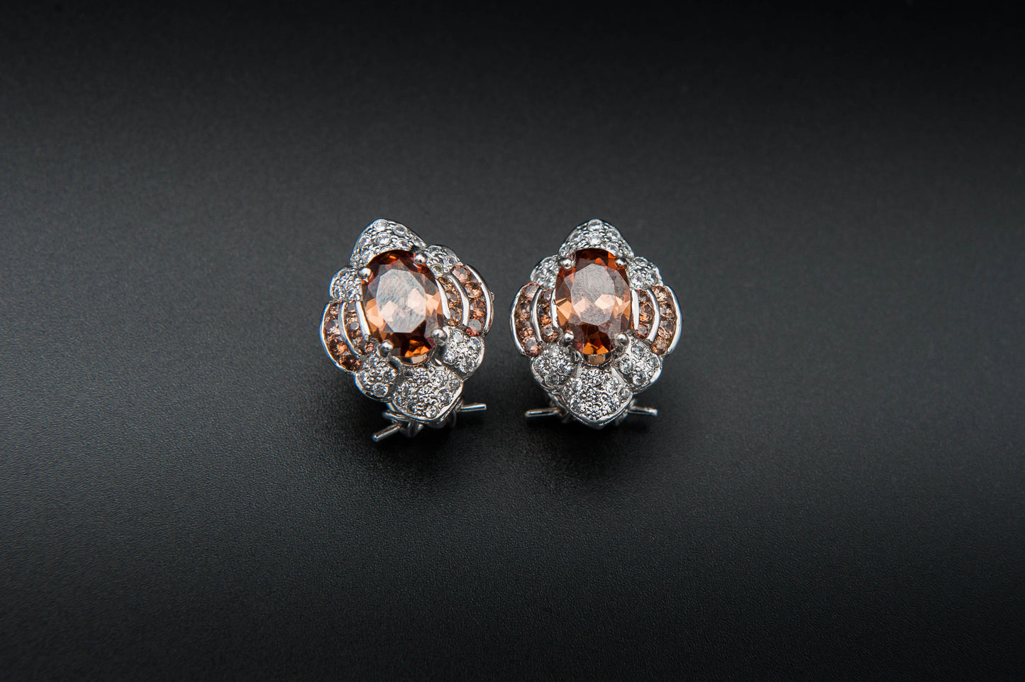 Amber Crest Earrings — 925 Sterling Silver
