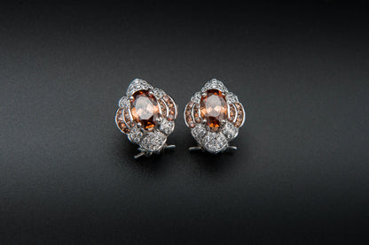 Amber Crest Earrings — 925 Sterling Silver
