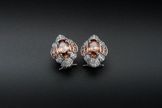 Amber Crest Earrings — 925 Sterling Silver