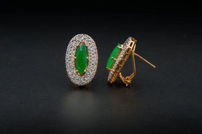 Verdant Halo Earrings — 925 Sterling Silver with 24K Gold Plating