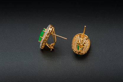 Verdant Halo Earrings — 925 Sterling Silver with 24K Gold Plating