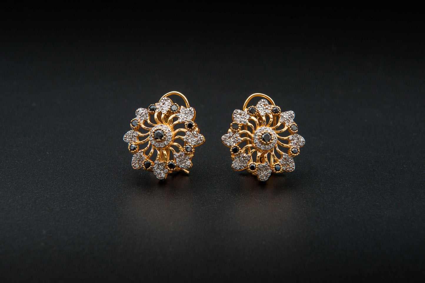 Midnight Bloom Earrings — 925 Sterling Silver with 24K Gold Plating