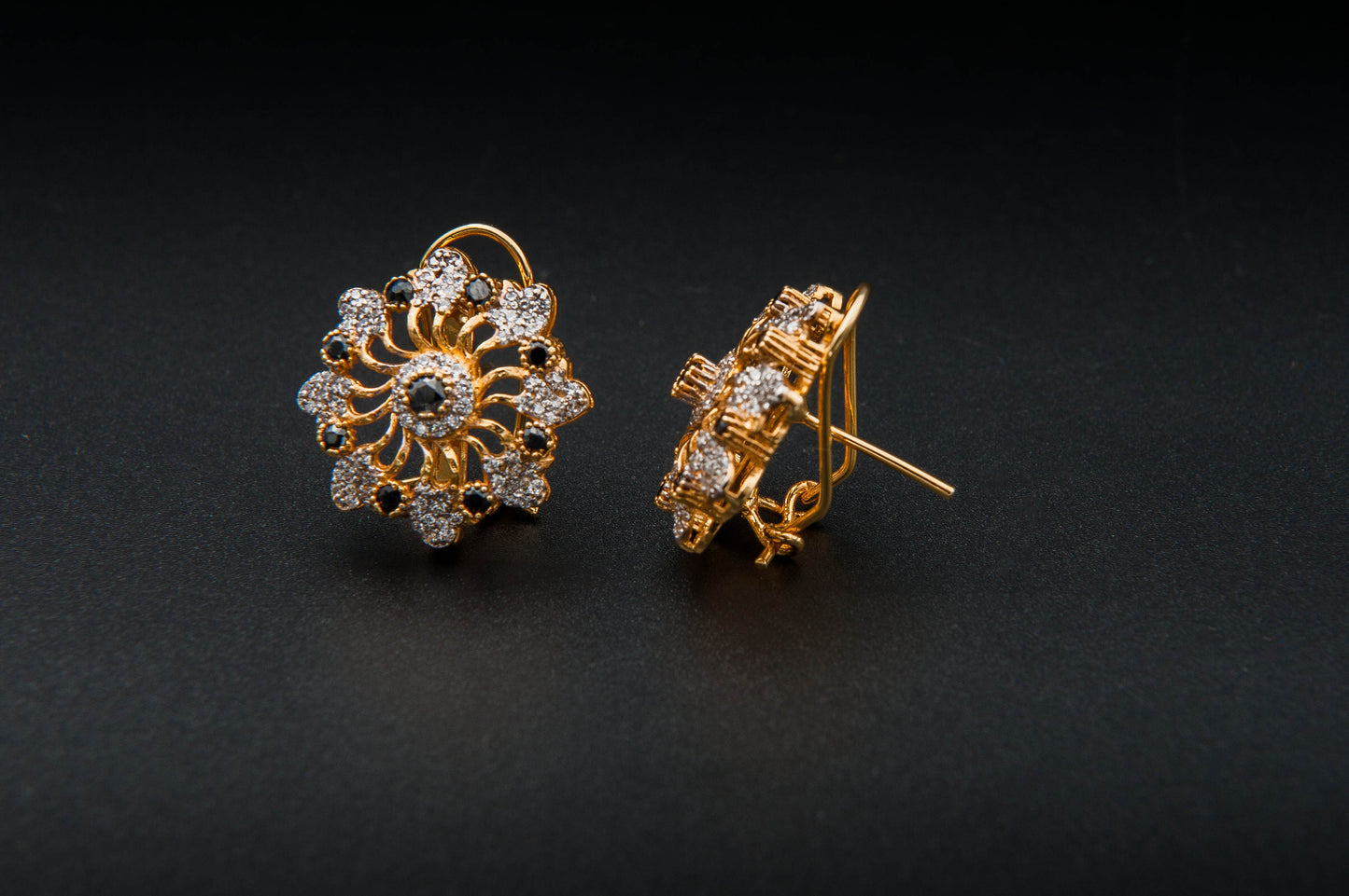 Midnight Bloom Earrings — 925 Sterling Silver with 24K Gold Plating