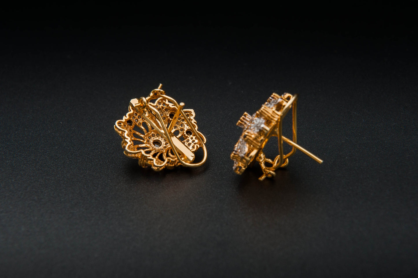 Midnight Bloom Earrings — 925 Sterling Silver with 24K Gold Plating