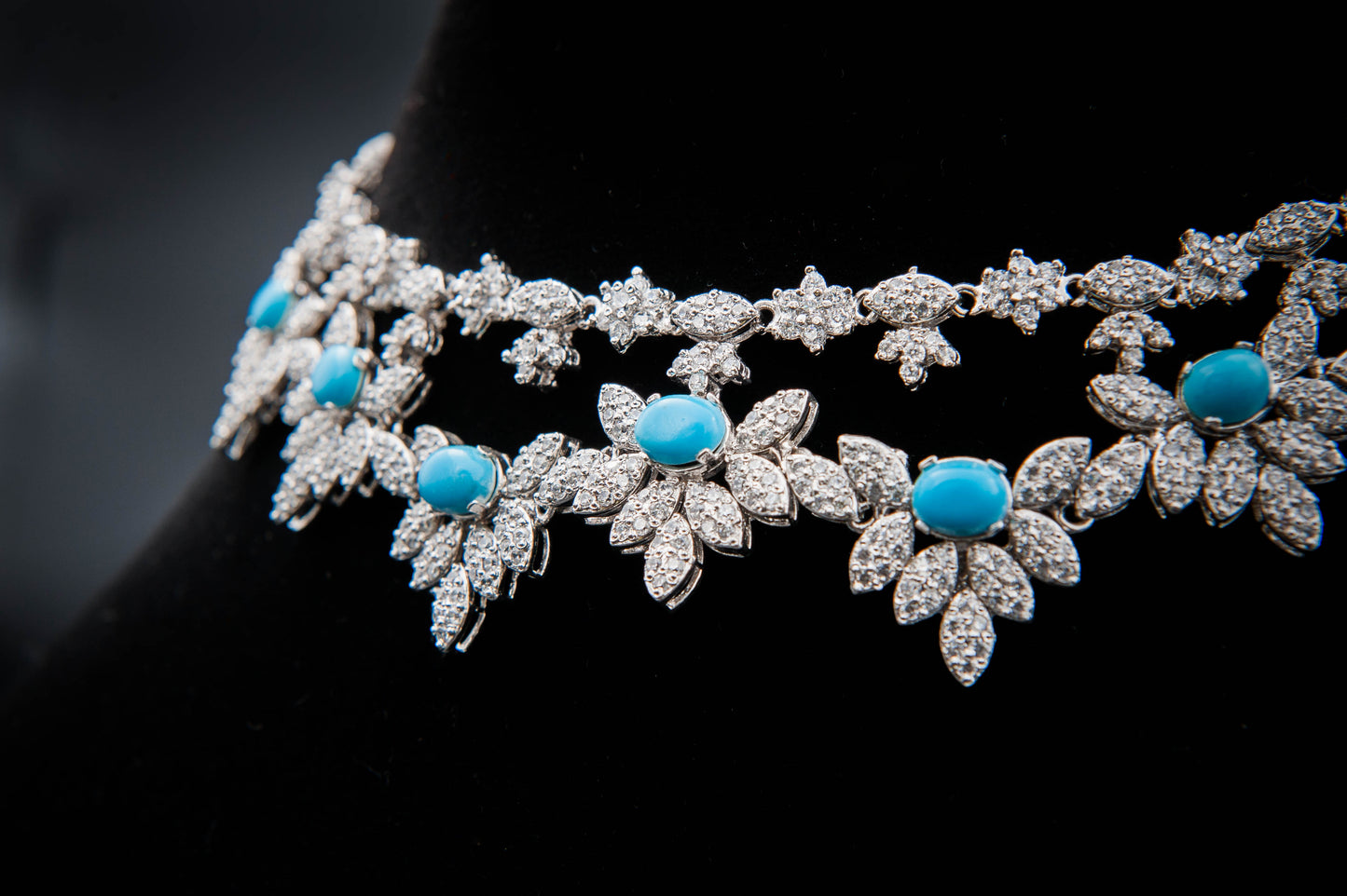 Turquoise Bloom Bridal Set-925 Sterling Silver