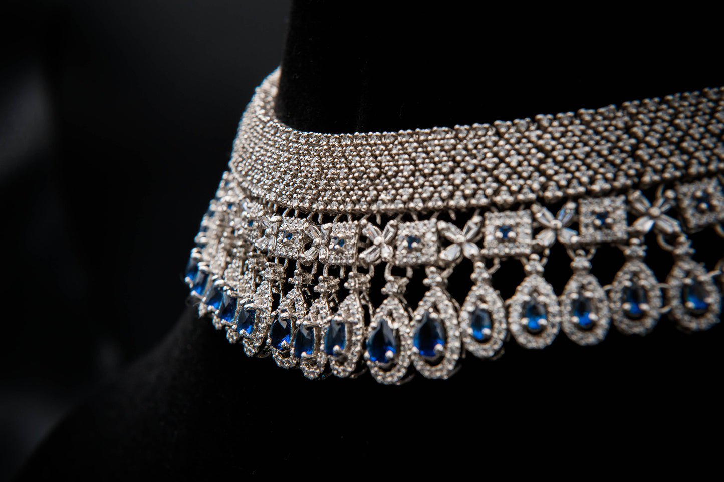 Sapphire Cascade Bridal Set-925 Sterling Silver