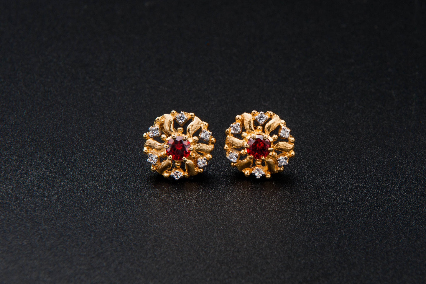 Crimson Bloom Earrings — 925 Sterling Silver with 24K Gold Plating