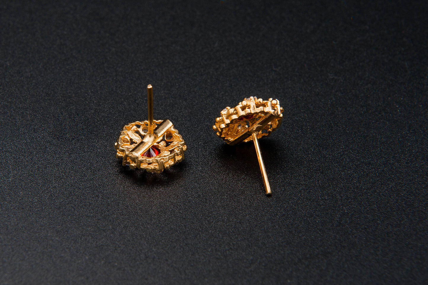 Crimson Bloom Earrings — 925 Sterling Silver with 24K Gold Plating