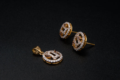 Halo Monogram Set-925 Sterling Silver with 24K Gold Plating