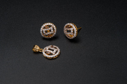 Halo Monogram Set-925 Sterling Silver with 24K Gold Plating