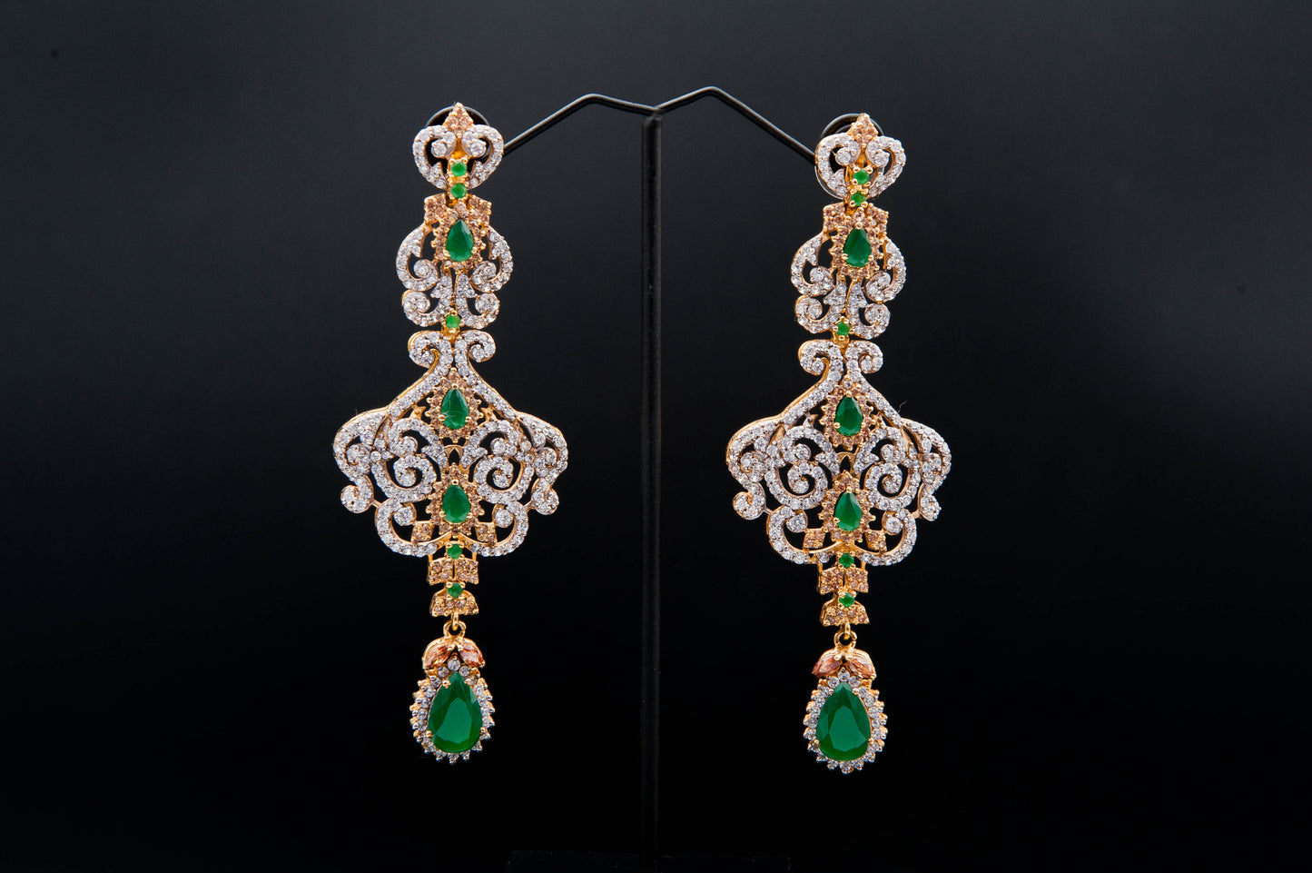 Emerald Swirl Earrings — 925 Sterling Silver with 24K Gold Plating