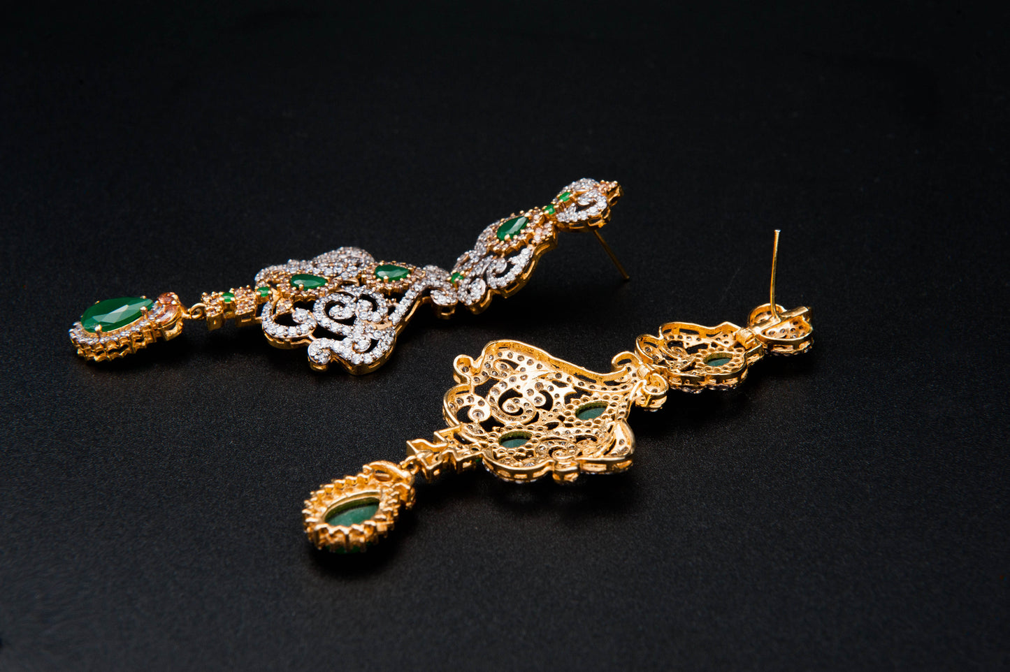Emerald Swirl Earrings — 925 Sterling Silver with 24K Gold Plating