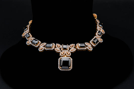 Midnight Bloom Bridal Set-925 Sterling Silver with 24K Gold Plating