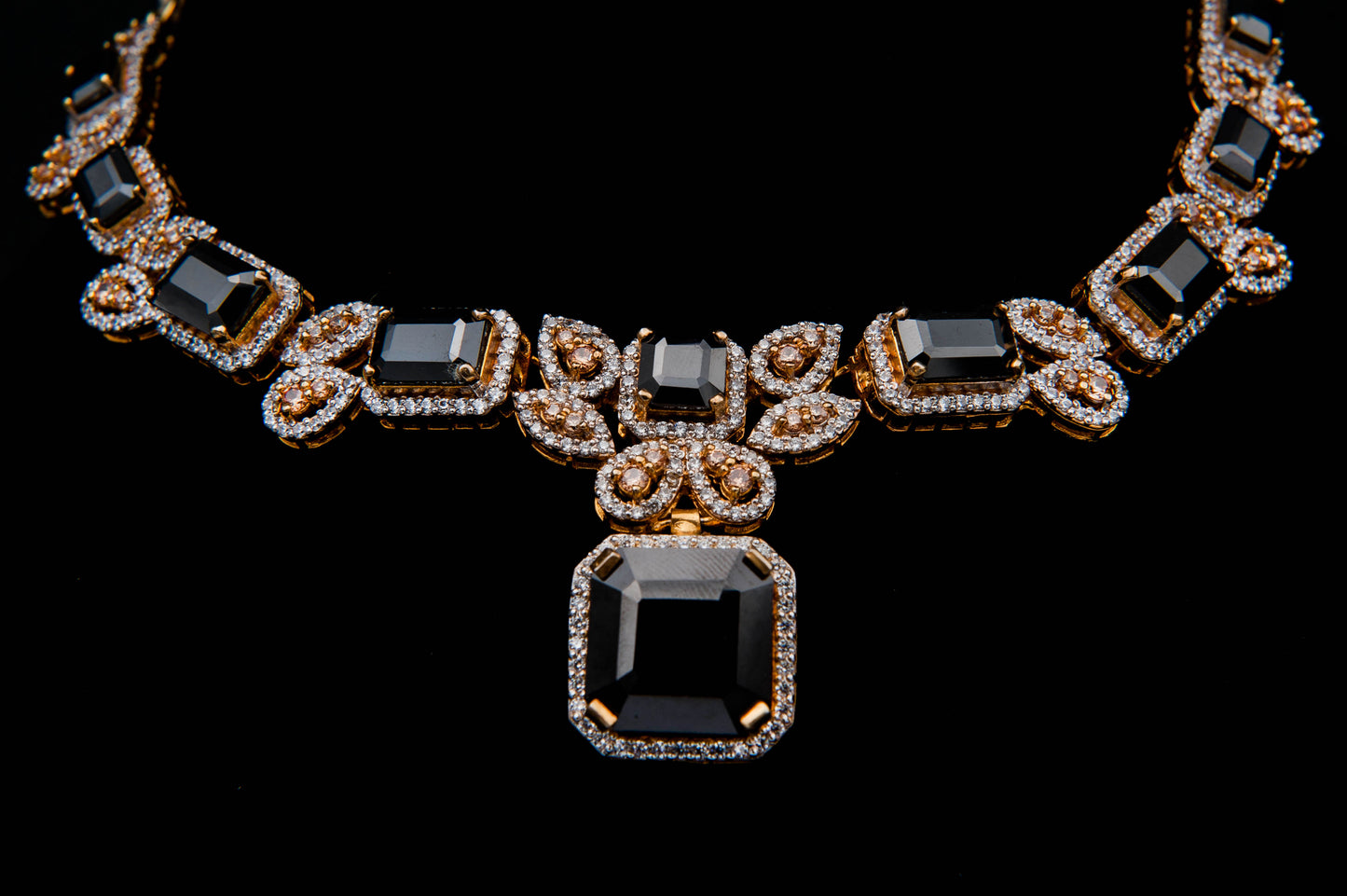 Midnight Bloom Bridal Set-925 Sterling Silver with 24K Gold Plating