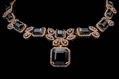 Midnight Bloom Bridal Set-925 Sterling Silver with 24K Gold Plating