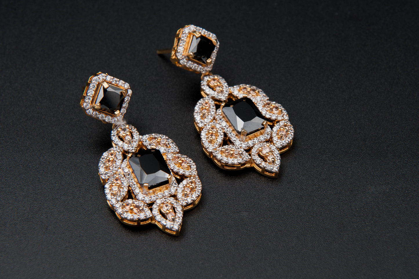 Midnight Bloom Bridal Set-925 Sterling Silver with 24K Gold Plating