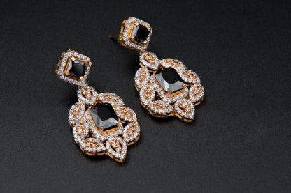 Midnight Bloom Bridal Set-925 Sterling Silver with 24K Gold Plating