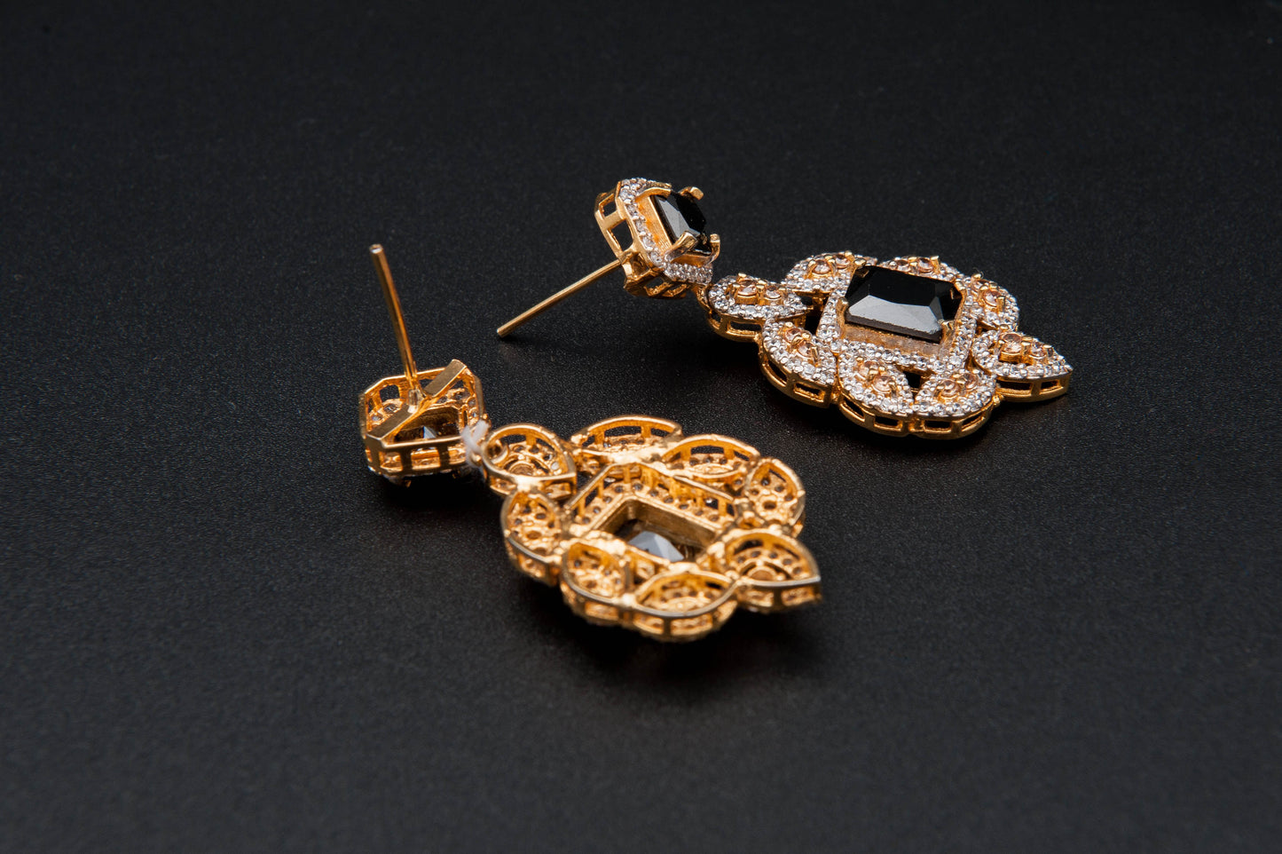 Midnight Bloom Bridal Set-925 Sterling Silver with 24K Gold Plating