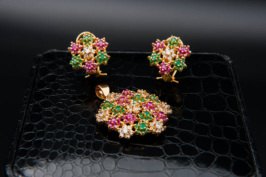 Blossom Radiance Set-925 Sterling Silver with 24K Gold plating