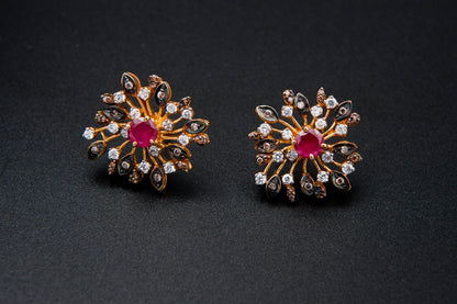 Crimson Radiance Earrings — 925 Sterling Silver with 24K Gold Plating