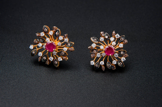 Crimson Radiance Earrings — 925 Sterling Silver with 24K Gold Plating