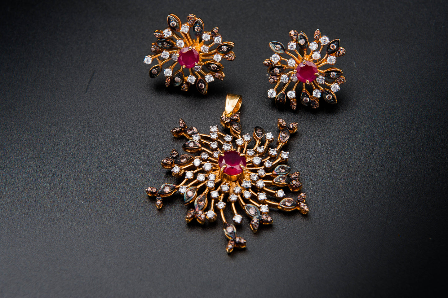 Crimson Aura Set-925 Sterling Silver with 24K Gold Plating