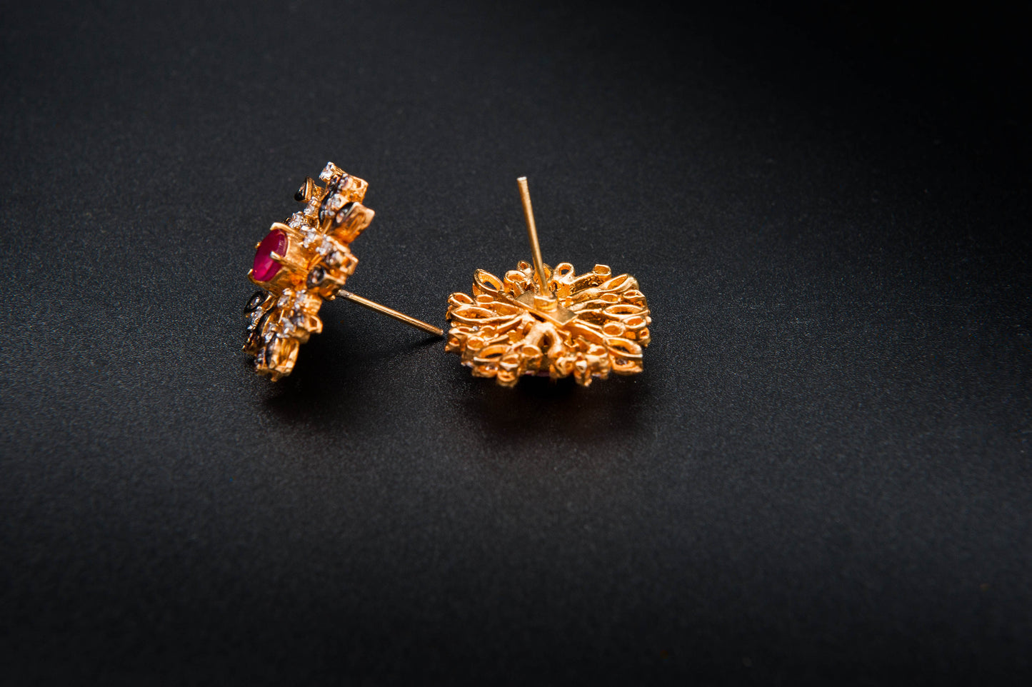 Crimson Radiance Earrings — 925 Sterling Silver with 24K Gold Plating