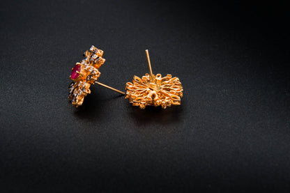 Crimson Radiance Earrings — 925 Sterling Silver with 24K Gold Plating