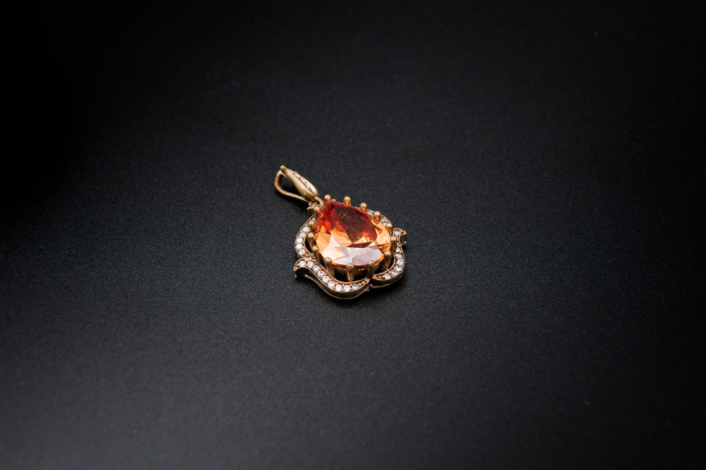 Amber Flame Pendant-925 Sterling Silver with 24K Gold Plating