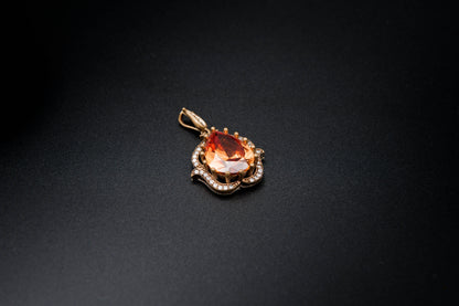 Amber Flame Pendant-925 Sterling Silver with 24K Gold Plating