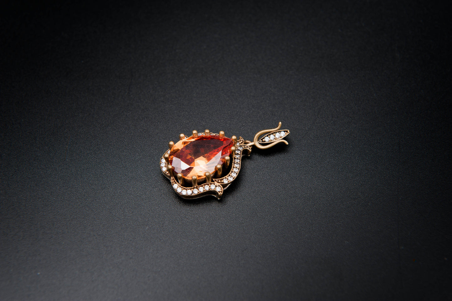 Amber Flame Pendant-925 Sterling Silver with 24K Gold Plating