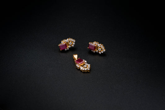 Crimson Regal Set-925 Sterling Silver with 24K Gold Plating